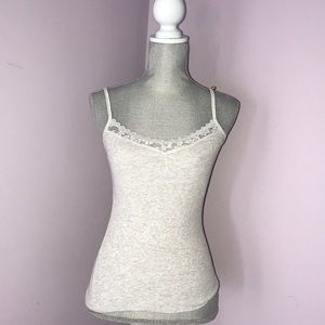 Gray tank top with lace detail